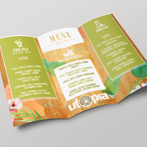 Tri-fold Menu for Juice Bar