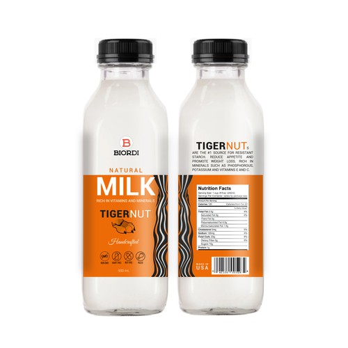 Design the label packaging for TigerNut Milk
