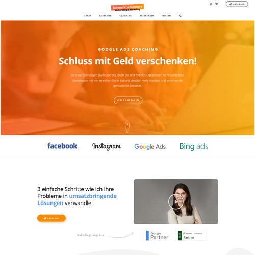 Coaching Page Design for Online Marketing Consultant
