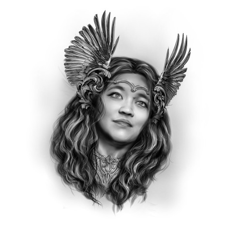 portrait as Greek goddess tattoo design