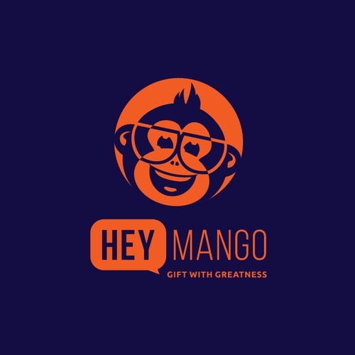 Logo design for a gift-finding AI-based bonobo chimp named Mango