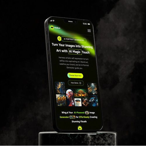 Image Generator AI landing Page for Website - Wing.ai