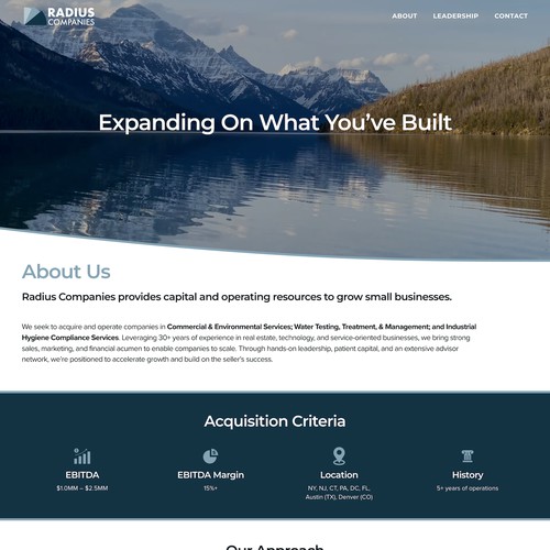 Radius Companies Landing Page Design