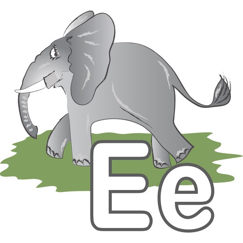 Alphabet Elephant Vector