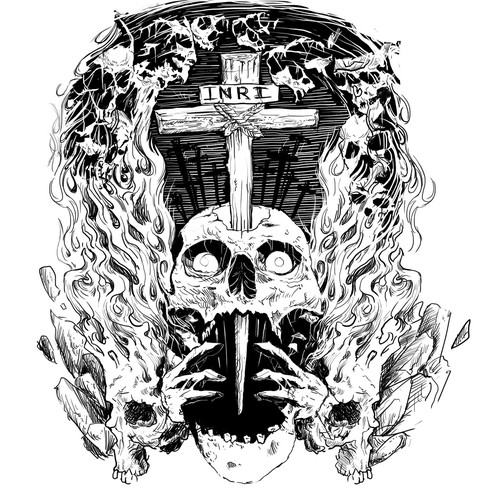 tatto INRI skull