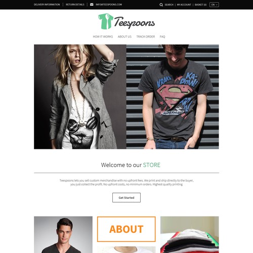 Create the front page of a t-shirt campaign website