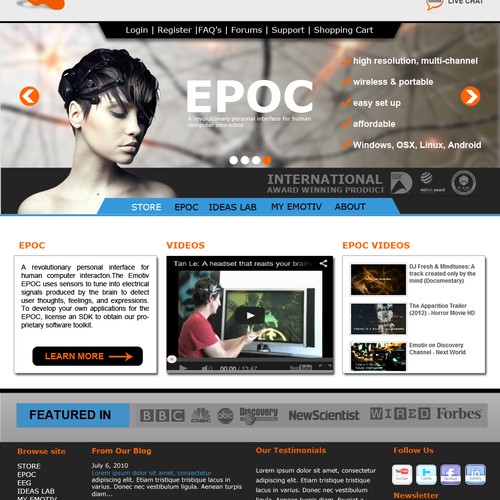 Redesign website for International Award Winning EEG system