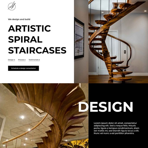 Landing page design for artisanal staircase company