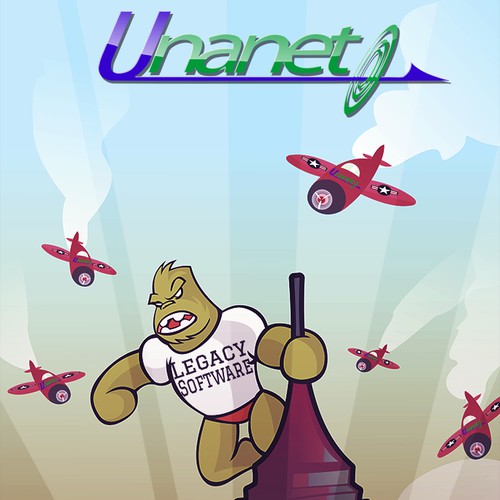 Create an Image to Depict a Patriotic Software Solution Overcoming Goliath!