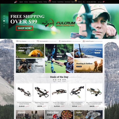 Modern E-commerce Website Design for Fulcrum Archery & Outdoor Supply