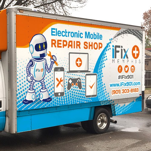 Create Truck Wrap for Mobile Electronics Repair Shop