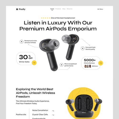 Earphones Ecommerce Website For Podly
