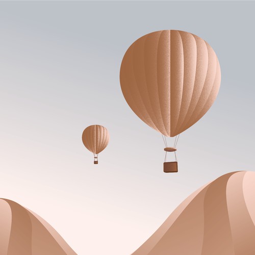 hot ballon air in calm place illustration