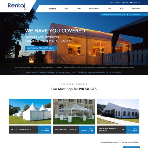 Redesign Event Industry E-Commerce Website in Modern Sleek Style