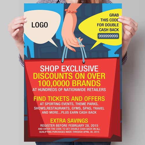 Eye-catching poster for an online discount marketplace exclusive to employees