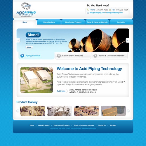 Modern Website Design for Acid Piping Technology.