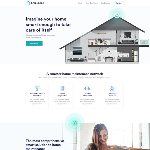 Landing page for a start up smart home systems technology company