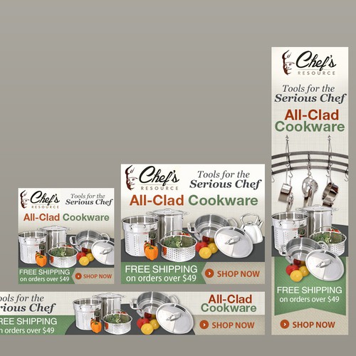 Cookware/cutlery banner ads for Chef's Resource