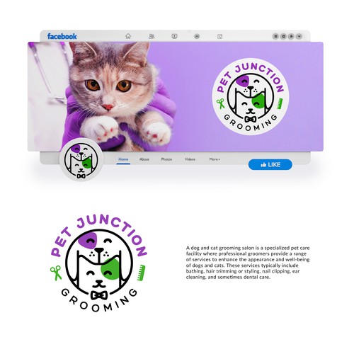 Logo for pet junction grooming logo.