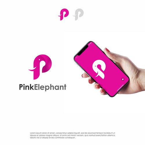clean and modern logo featuring elephant and letter P