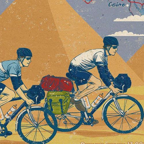 Vintage Style Mediterranean Cycling Travel Poster