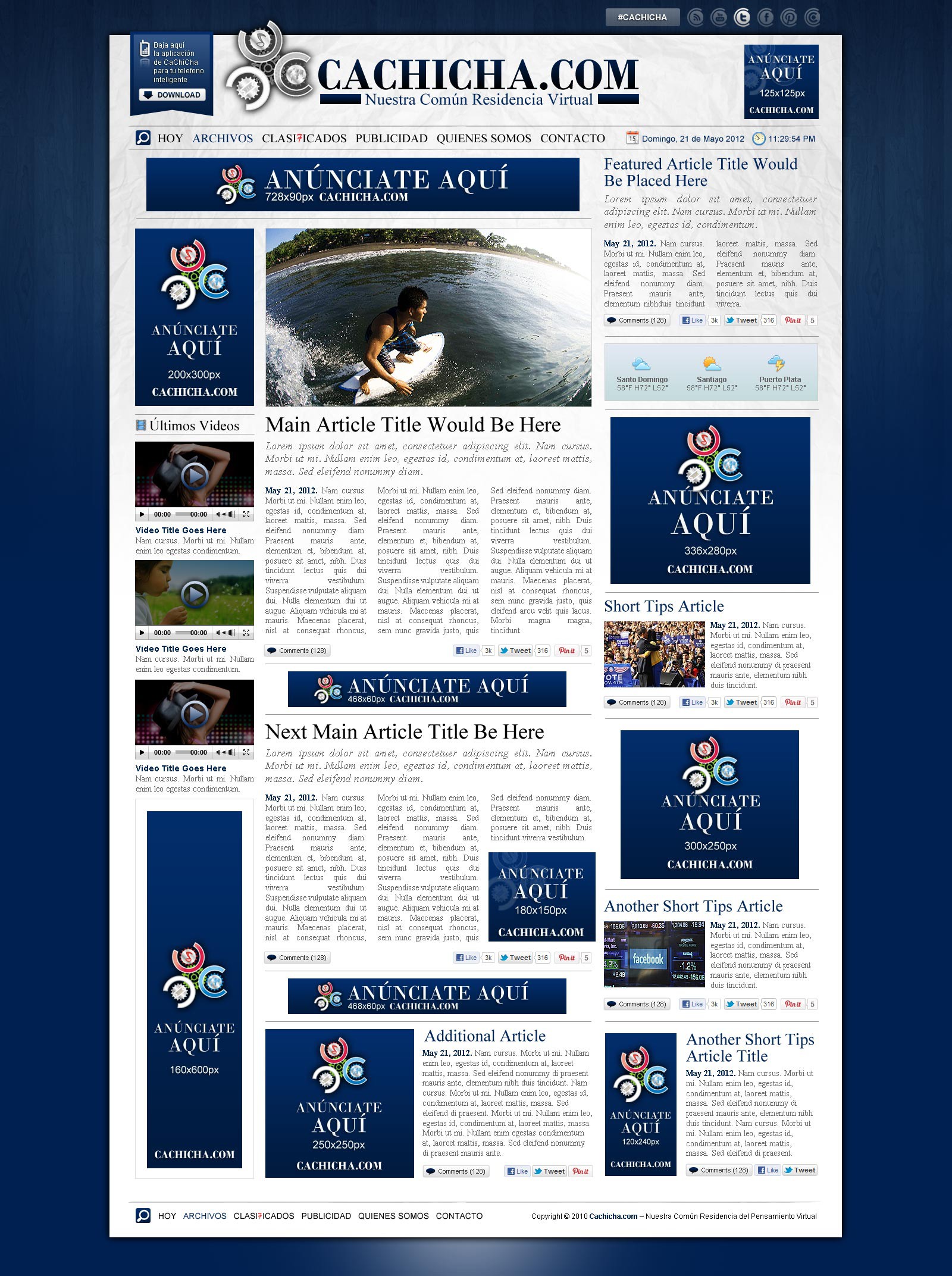 Website Design (Home Page Only) 'Newspaper Style'