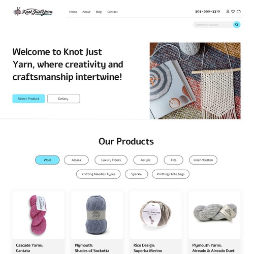 Knot Just Yarn rebranded WebDesign