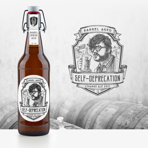 Vintage Sketch style logo for Seasonal Barreled Beer