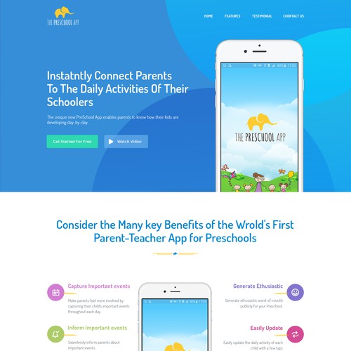 The Preschool App Landing Page