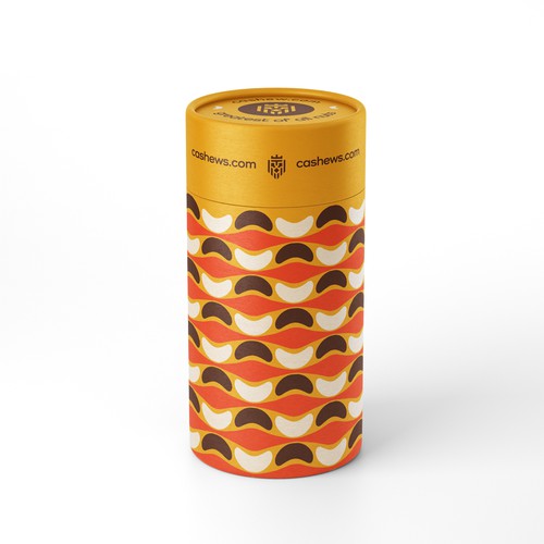 Bold pattern for cashews in a tube packaging