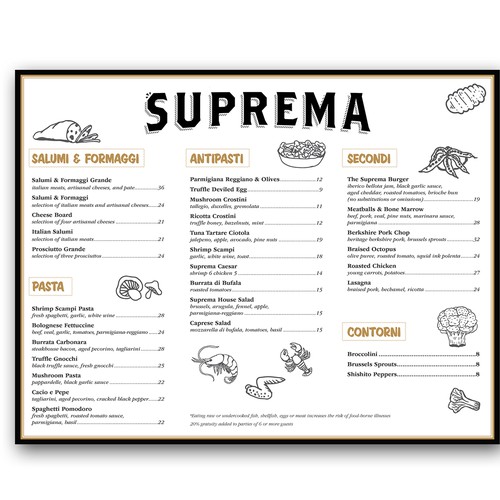 Menu card