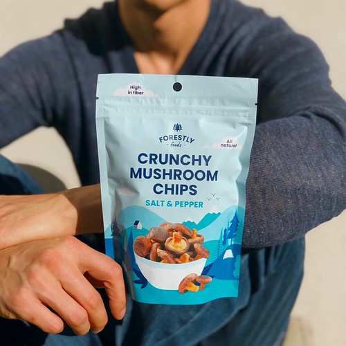 Packaging Design - Crunchy Mushroom Chips for the brand FORESTLY Foods