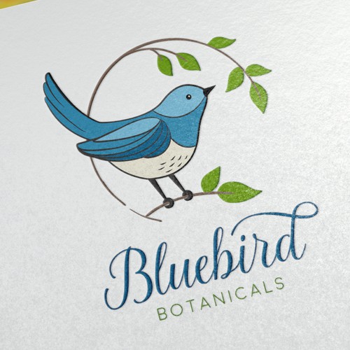 a fresh bluebird logo for a natural, hemp-centered nutritional supplement company