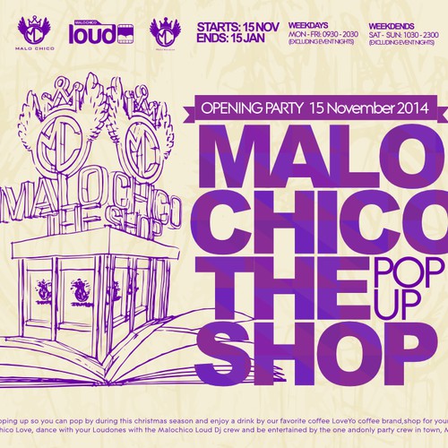 POP UP SHOP POSTER Malochico brands 3 months full of entertaining activities