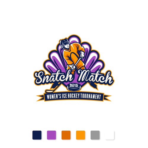 Create a fun logo for a women's ice hockey tournament- SNATCH MATCH