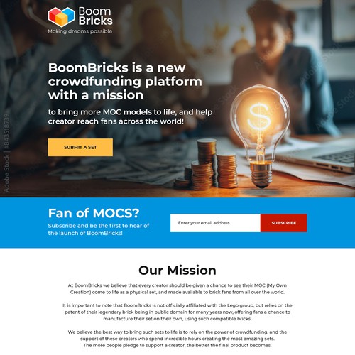 Landing page design