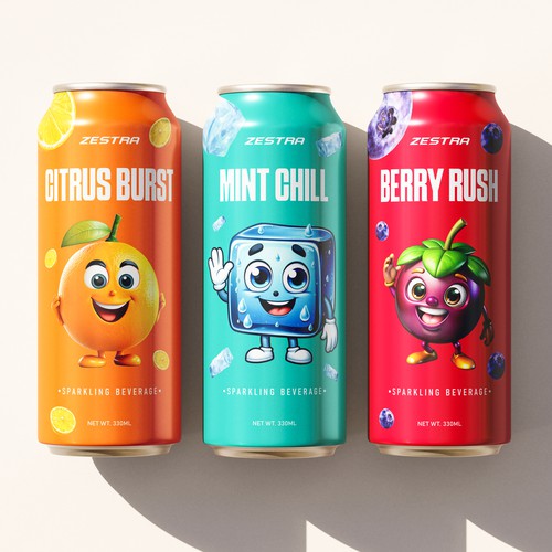 ZESTRA is a modern sparkling beverage brand packaging system.