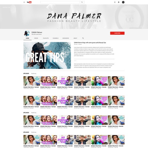 Minimalist YouTube Channel Branding for Dana Palmer (Beauty & Lifestyle)