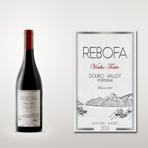 Create a label for a red wine from the Douro Valley - Portugal