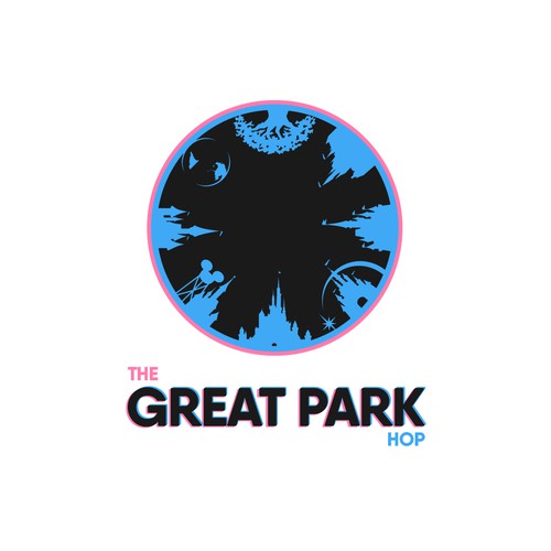 Logo for a theme park podcast