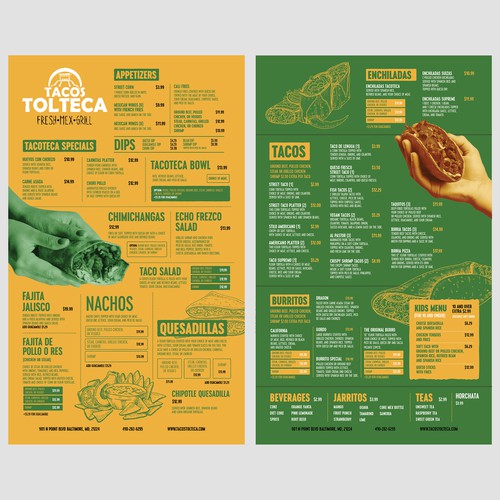 Menu Design for Mexican Restaurant