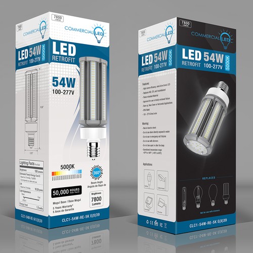 box package design for commercial LED