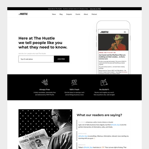 Web design for The Hustle