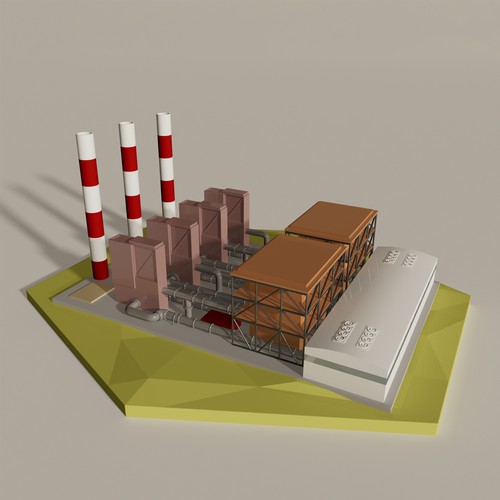 Low poly building 3D model