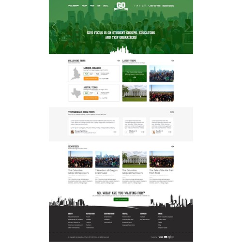Design a fun, responsive site for an experiential Educational Travel Company