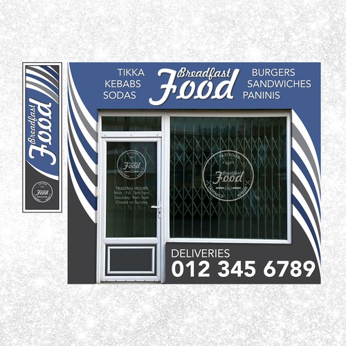 Fast food store front and banner