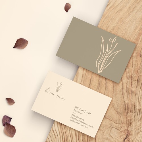 Elegant business card design for an artistic floral business