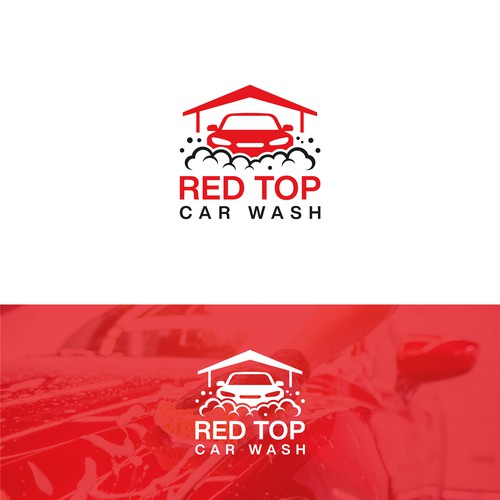 Red Top Car Wash Logo Design | Modern Automotive Cleaning Service Branding
