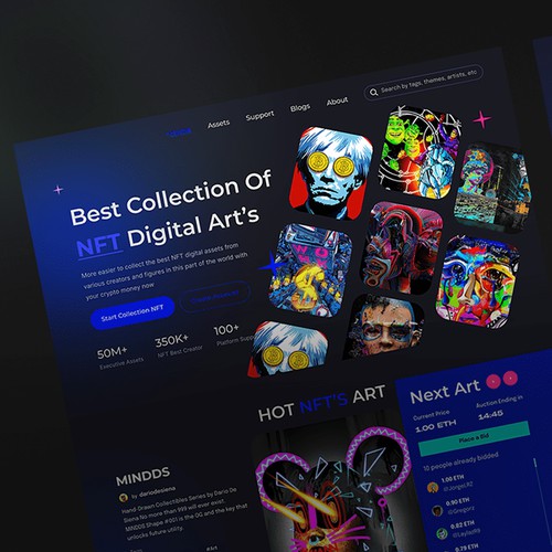 NFT Digital Assets Marketplace - Landing Page Design