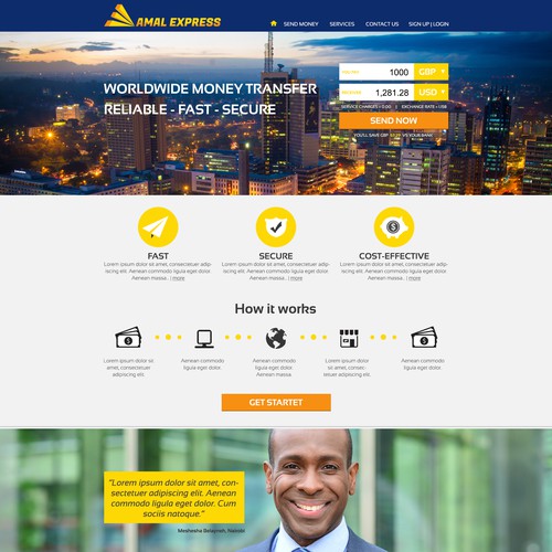 Web design for money transfer business